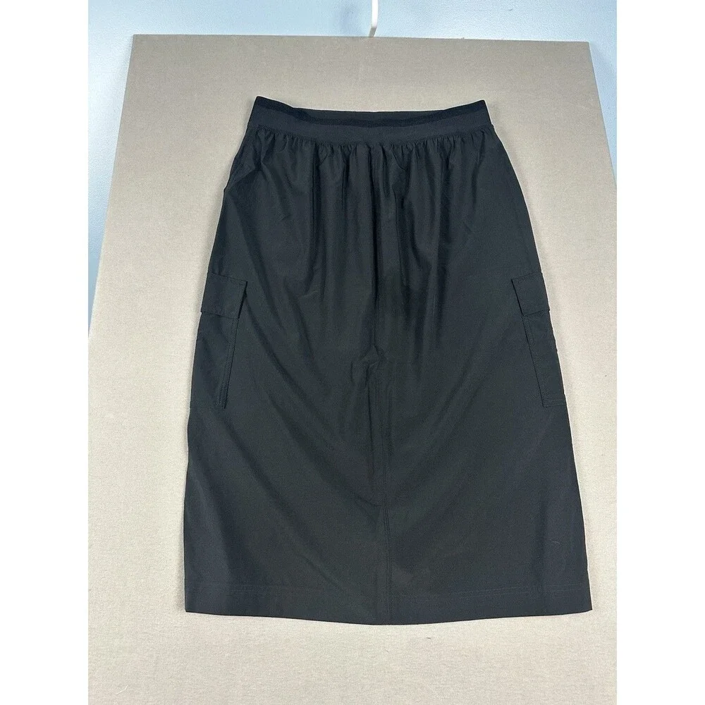 Athleta Brooklyn Heights Cargo Skirt Black Midi Stretch 14 Travel Gorpcore